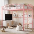 thumbnail image 3 of CazToi Twin Size Metal Loft Bed Frame with Ladder and Guardrail, 3 of 10