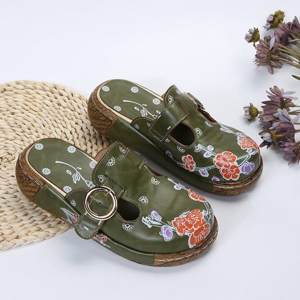 2022The Newr Shoes Zapatillas de flores Chanclas hechas a mano en la plataforma Fashon para mujer Zapatillas de mujer de talla grande 35-4341 Gao Jinjia LED