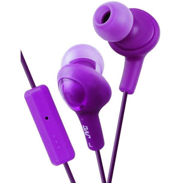 JVC HAFR6V Gumy Plus Earbuds Headphones with Mic and Remote (Violet)