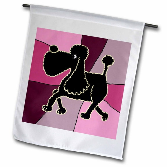 3dRose, Funny Black Poodle with Abstract Background, 12 x 18 inch Garden Flag