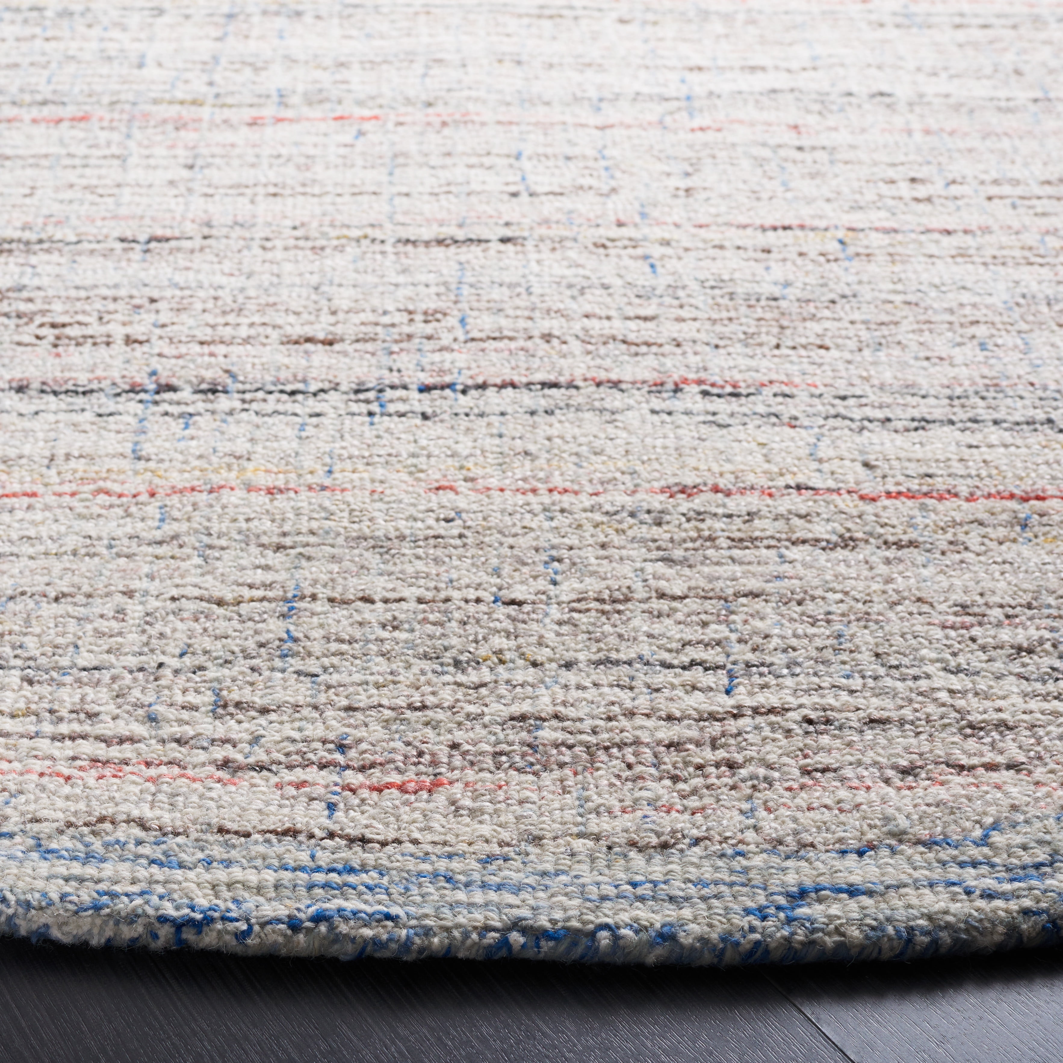 SAFAVIEH Abstract Noah Striped Area Rug, Red/Ivory, 6' x 6' Round