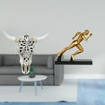 thumbnail image 2 of Escultura de pared de cabeza de toro de resina con forma de cabeza de , decoración de pared, estatua de corredor, arte abstracto, figurita, adorno, 2 of 8