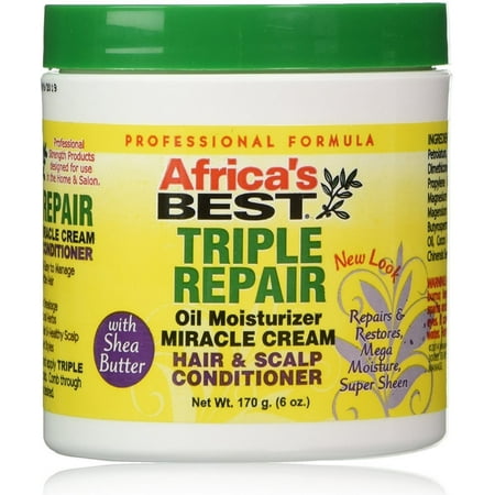 2 Pack - Africa's Best Triple Repair Oil Moisturizer Miracle Cream Hair & Scalp Conditioner 6 (Best Water Based Moisturizer For Relaxed Hair)