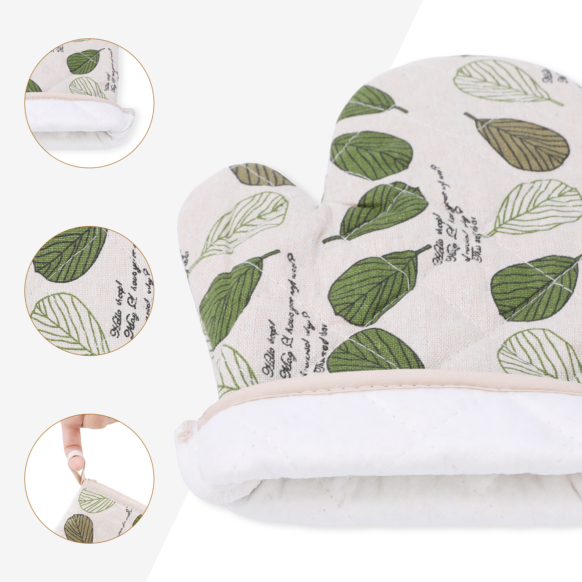 Unique Bargains Heat Resistant Oven Mitts and Pot Holders Sets 4 Pcs Green 10.6x6.7 Inch