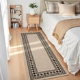 thumbnail image 1 of Garvee 2'x6' Modern Bordered Rug Solid Runner Rug, Geometric Washable Rugs Stain Resistant Low Pile Rug Non Slip Indoor Outdoor Carpet for Hallway Bedroom Home Office, Jute, 1 of 8
