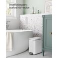 thumbnail image 3 of SONGMICS Bote de Basura, Cubo de Baño Pequeño de 10 L con Tapa, Cubo de Inodoro con Pedal, para Espacios Pequeños, Marco de Acero, Blanco LTB561W10V1, 3 of 5