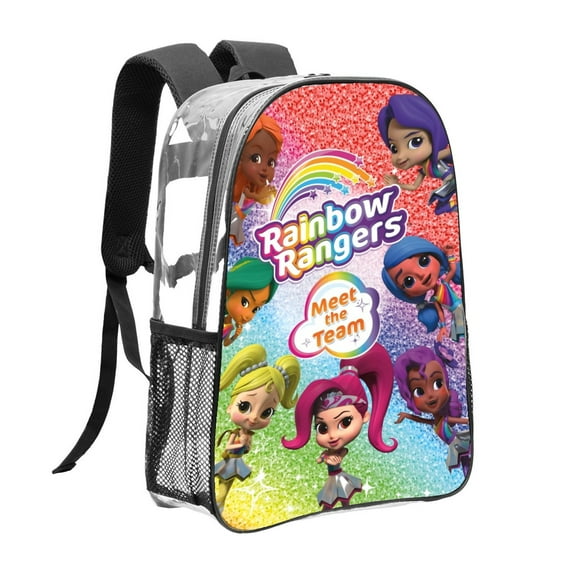 Rainbow Rangers-theme Clear Backpack Heavy Duty Transparent Bag See Through Bookbag for Work, Sport, College, Travel12.2“X16.9"(31X43cm)