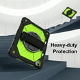 thumbnail image 6 of ELEHOLD Rugged Hybrid Case For Apple iPad Air 13 (2024), with Built-in Kickstand 360° Rotating Handstrap Pencil Holder Crossbody Shoulder Strap Shockproof Heavy Duty Case, Black+Green, 6 of 10