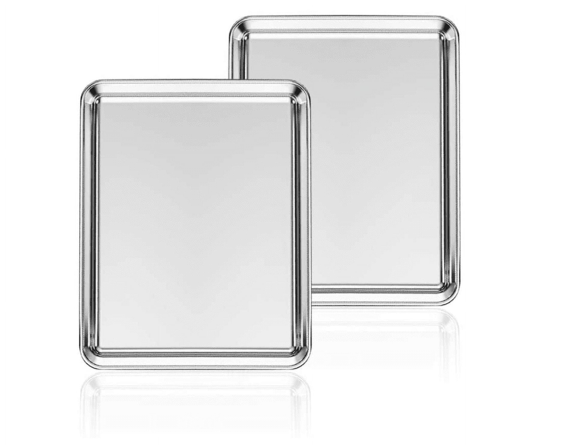 Baking Sheet Cookie Sheet Set of 2, Stainless Steel Baking Pans Tray Professional, Toaster Oven Baking pans,Non Toxic & Healthy, Mirror Finish & Rust Free, Easy Clean & Dishwasher Safe(10 Inch)