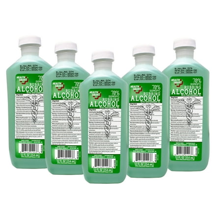 5 Pack - Health Smart 70% Isopropyl Rubbing Alcohol with Wintergreen Oil – Antiseptic & First Aid Solution, 12 oz