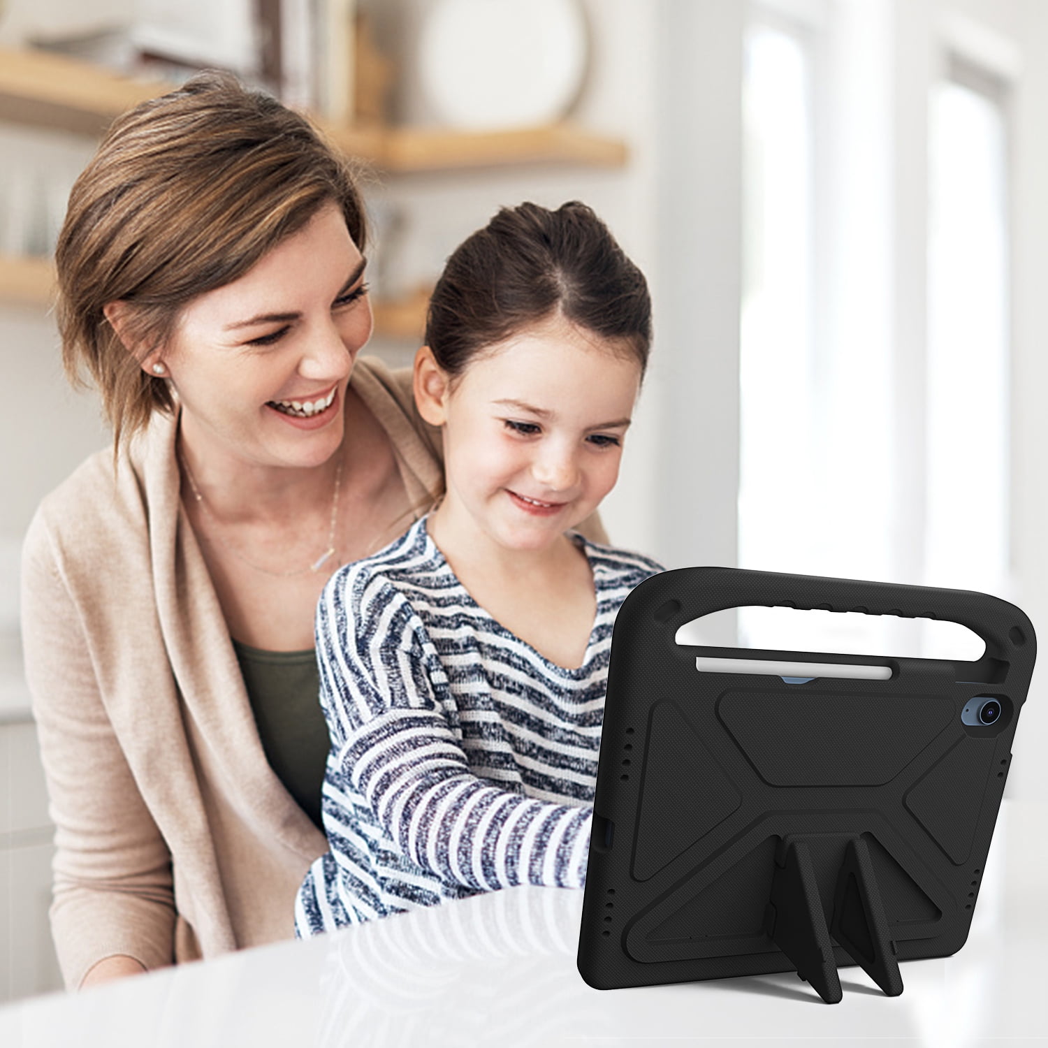 ELEHOLD for iPad 10th Generation 10.9" 2022 Rugged Case Kids Friendly EVA Full Body Protective Handle Grip Pencil Holder Kickstand Shockproof Kids Case for iPad 10th,Black