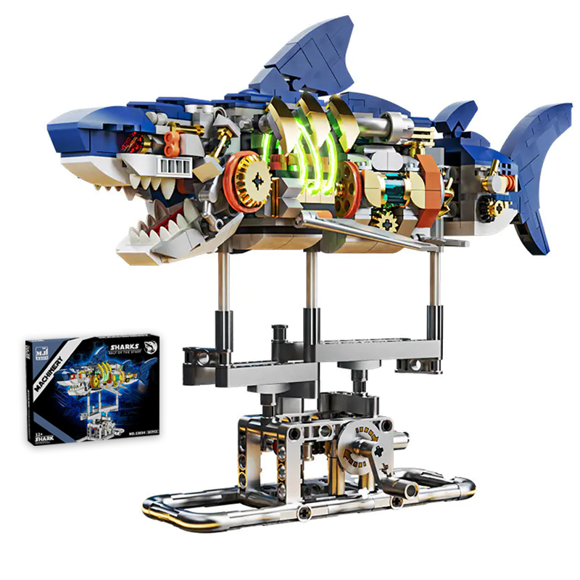 Shark Building Set Shark Sea Life Building Blocks Set with Display Stand and Lights Block Gift for Kids and Adults 687pcs