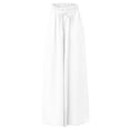 thumbnail image 5 of WULMLEO Women Summer Beach Vacation Pants High Waisted Wide Leg Pants Printed Loose Flowy Casual Palazzo Lounge Trousers White L, 5 of 6