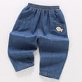 thumbnail image 2 of Shadoumai Girls Pure Denim Pants Summer Thin Straight Leg Long Trousers Casual Fashion Breathable, 2 of 4