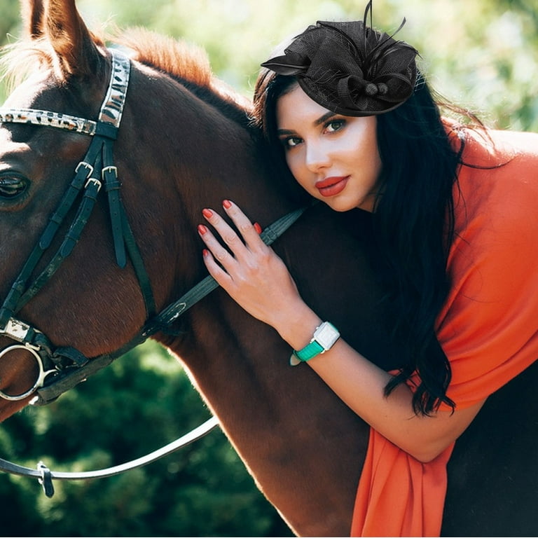 HengDidi Elegant Women's Derby Hat Faux Linen Wide-Brim Headwear