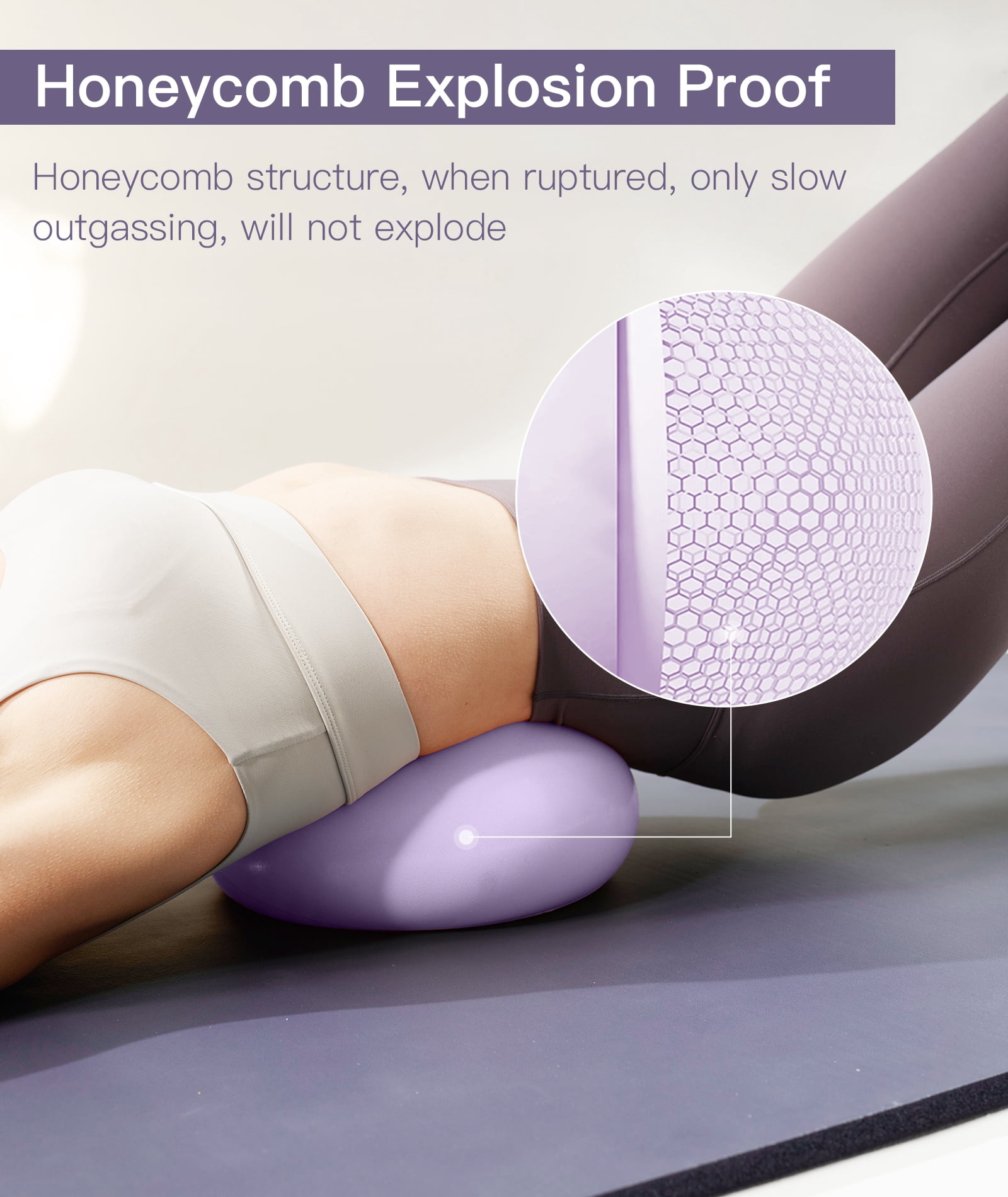 YR 9.8 inch Pilates and Yoga Balls, Anti-Burst Small Exercise Ball for Stability, Pilates, Core Training, Physical Therapy, Purple