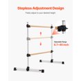 thumbnail image 4 of VEVOR Ballet Barre, 4 Ft Double Beechwood Barre Bar for Home, Freestanding Portable Ballet Stretching Dance Bars, Height Adjustable Anti-Wobble Fitness Gym Equipment, for Pilates Balance Workout, 4 of 9