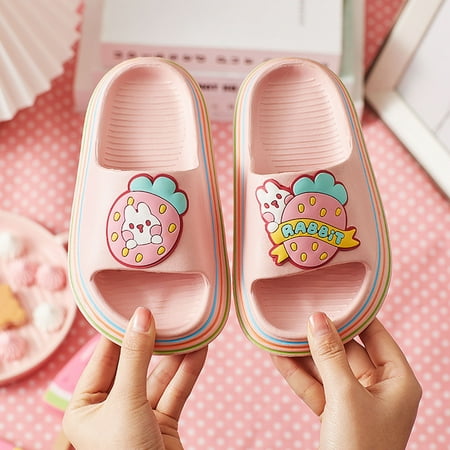 

Floleo Clearance Toddler Baby Sandals Cartoon Bear Rabbit Soft And Non-Slip Kids Home Slipper Children s Shose