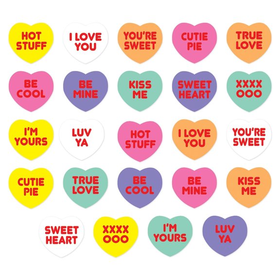 12 Packs Bulk Valentine's Day Candy Heart Stickers 4/Pack