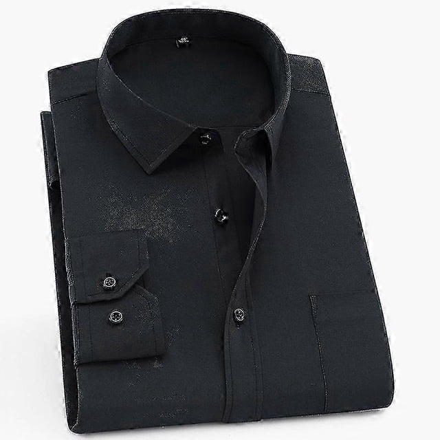 Men's Classic Regular Fit Long Sleeve Formal Business Twill Shirt