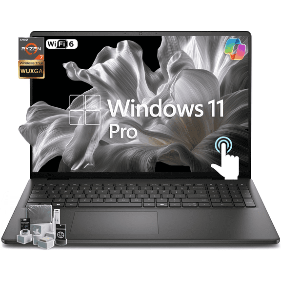 Dell 16-inch Touchscreen Business Laptop - AMD Ryzen 7 250, 16 TOPS NPU, AI Copilot Key, 16" FHD Display, Backlit KB, Win 11 Pro, 16GB DDR5, 1TB SSD