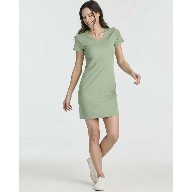 Real Essentials 3 Pack: Women's Ribbed Knit Short-Sleeve V-Neck Swing T-Shirt Casual Dress (Available in Plus) Real Essentials 3 Pack: Women's Ribbed Knit Short-Sleeve V-Neck Swing T-Shirt Casual Dress (Available in Plus)