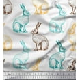 thumbnail image 1 of Soimoi White Poly Georgette Fabric Rabbit Animal Print Sewing Fabric metre 52 Inch Wide, 1 of 1