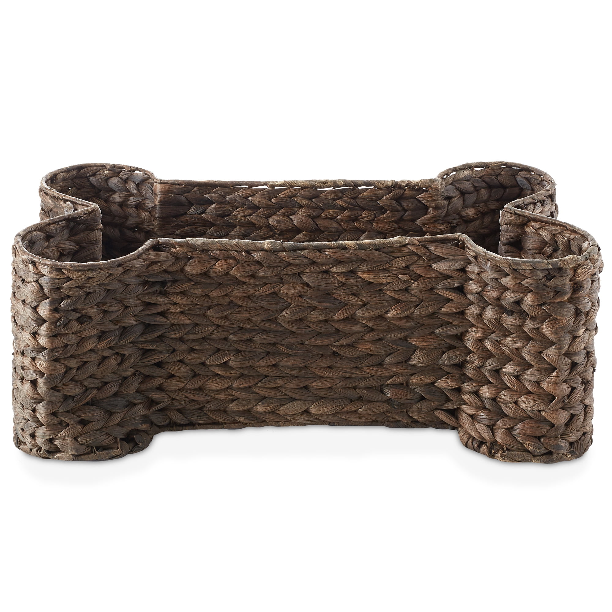 Casafield Dog Bone Shaped Storage Basket - Espresso, Large Water Hyacinth Pet Toy Bin Organizer