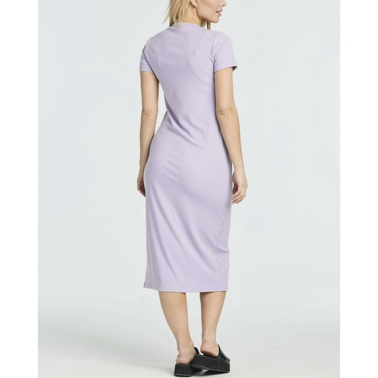 3 Pack: Women's Ribbed Jersey Crew Neck Short Sleeve Midi Length Dress With  Side Slit - Walmart.com