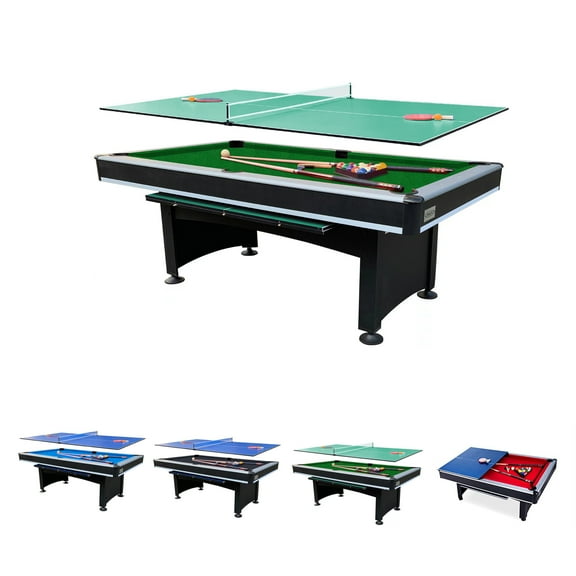 RACK Scorpius 7-Foot Multi Game Billiard/Pool with Table Tennis (Green Felt with Black Body)
