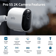 Pack of 2 Arlo Pro 5S 2K HDR Wireless Outdoor Security Camera - White