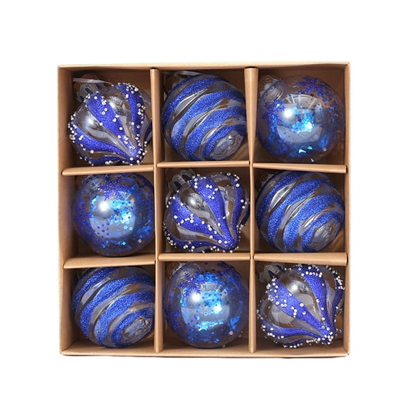 QualitChoice 9pieces Festive Christmas Baubles Set For Vibrant Holiday Vibes Shattered Christmas Decorations Blue