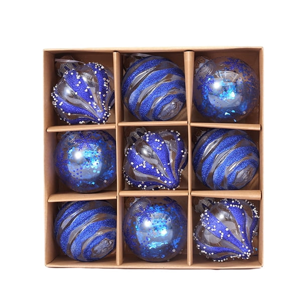 Inteprter Magníficas decoraciones navideñas para mascotas de 9 Uds., adornos para árboles en estilos clásicos, es un excelente complemento Kits de decoración para fiestas Azul