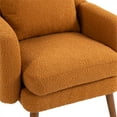 thumbnail image 5 of Vintage Boucle Upholstered Accent Armchair with Pillow, Modern Comfy Lounge Chair with Cushion and Wooden Legs, Single Sofa Chair for Living Room, Bedroom,Orange, 5 of 7