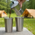 thumbnail image 2 of 12 Pcs Stainless Steel Cups, 16 fl oz/500 ml Reusable Pint Cups, Long-lasting Brushed Finish Metal Drinkware for Camping, Travel, Home, BPA Free, Stackable Design, 2 of 5