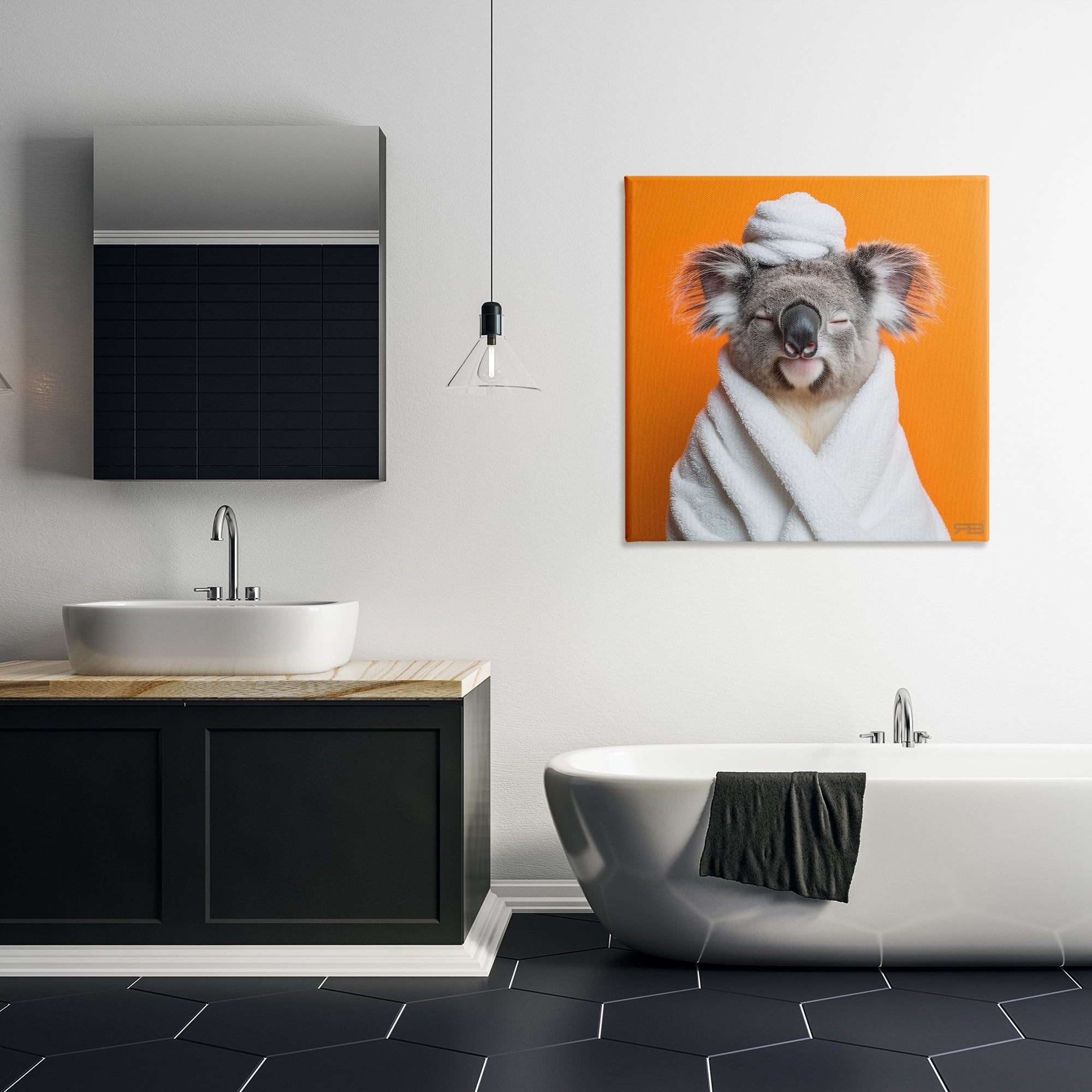 Stupell Industries Relaxed Bathtime Koala Bath & Laundry Painting Wrapped Canvas Art Print Wall Art, 30 x 30