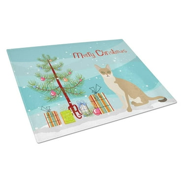 Carolines Treasures CK4795LCB Singapura 1 Cat Merry Christmas Glass Cutting Board Large, 12H x 16W, multicolor