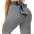 thumbnail image 2 of Reduce Price Hfyihgf Women's High Waist Yoga Pants Bow Tie Back Scrunched Booty Leggings Workout Running Butt Enhance Textured Tights(Gray,L), 2 of 8