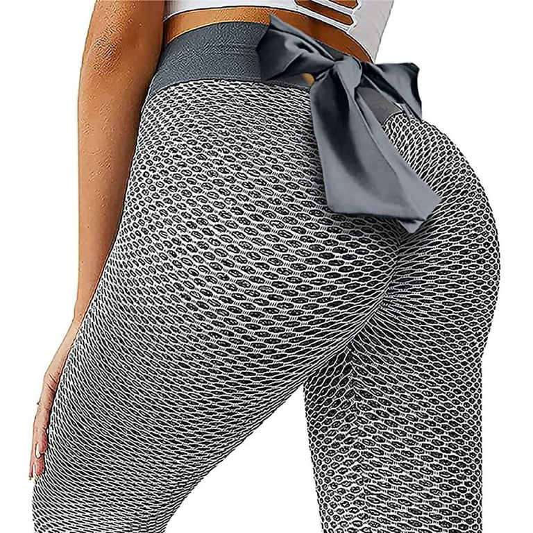 MELDVDIB Women's High Waist Yoga Pants Bowtie Tummy Control Quick Dry  Workout Ruched Butt Lifting Stretchy Leggings Textured Booty Tights on  Clearance 