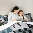 thumbnail image 5 of Manfei Hunting Moose Bear Queen Comforter Set, Gray Black Blue Rustic Plaid Bedding Sets, Nature Adventure Theme Bedding Comforter Set, Luxury Bedroom Decor, 5 of 8