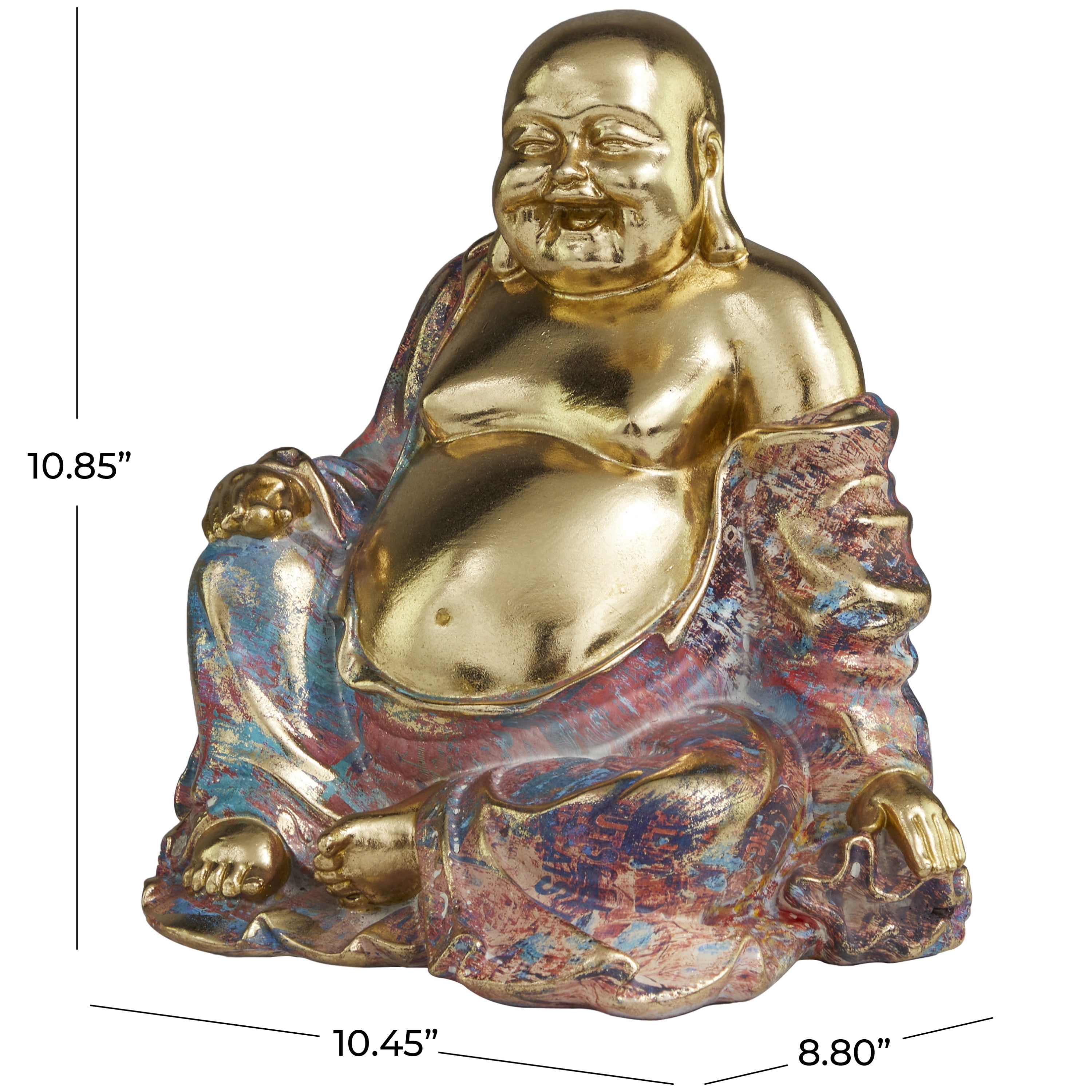 10" x 11" Multi Colored Resin Buddha Sculpture, by DecMode