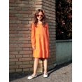 thumbnail image 6 of Arshiner Girls Long Sleeve Dress Fall Cotton Crewneck Tiered Ruffle Swing Solid Casual Midi Dresses, 6 of 6