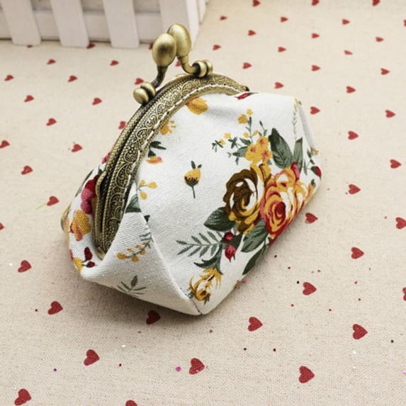 Kcolen Elegant Floral Hasp Clutch Purse for Women Compact Style Ladies Wallet Bag