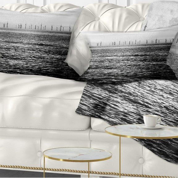 Designart 12" x 20" Black Polyester Throw Pillow