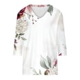 thumbnail image 5 of Qulqfy Women's Spring Tops Plus Size 3/4 Length Sleeve Shirts Fall Graphic V Neck Dressy Casual Tops Womens Blouses L, 5 of 5