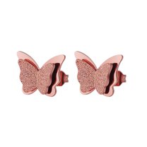 CILENON Earrings 1Pair Stereoscopic Abrasive Double Butterfly Small Ear Nail Earrings Gift (C,One Size)