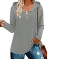 thumbnail image 2 of Wyobmus Womens 1/4 Zipper Hooded Sweatshirt Loose Fitted Long Sleeve Sports Hoodie Casual Solid Color Jogger Hoodie Blouse Gray, 2 of 5