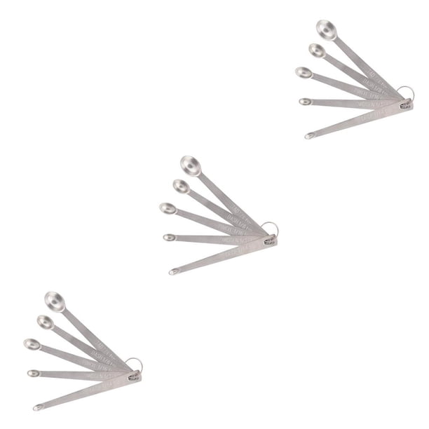 Bewildely Paquete de 5 cucharas medidoras de acero inoxidable, cucharas de cocina con mango largo, herramientas de medida, restaurante, cabeza redondeada Type1 NO1 Bewildely CBP432912
