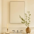thumbnail image 5 of 24'' x 30'' Polished Nickel Recessed and Surface Mount Bathroom nickel Medicine Cabinet with Mirror Square Cornered Metal Framed Rounded Rectangle Medicine Cabinet Mirror, 5 of 8
