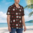 thumbnail image 3 of Balery Plaid Snowflakes Festive Camisas hawaianas de manga corta para hombre, camisas playeras de corte holgado, camisas de vacaciones con botones,X-Large, 3 of 7